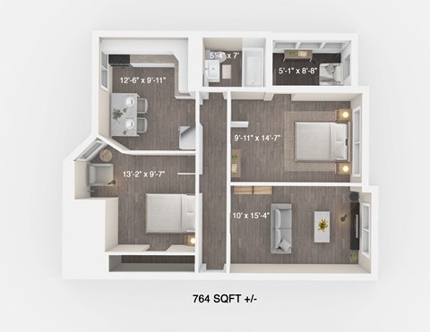 2 Bedroom, 1 Bathroom Floor Plan at 117 Bryce Street, Winnipeg